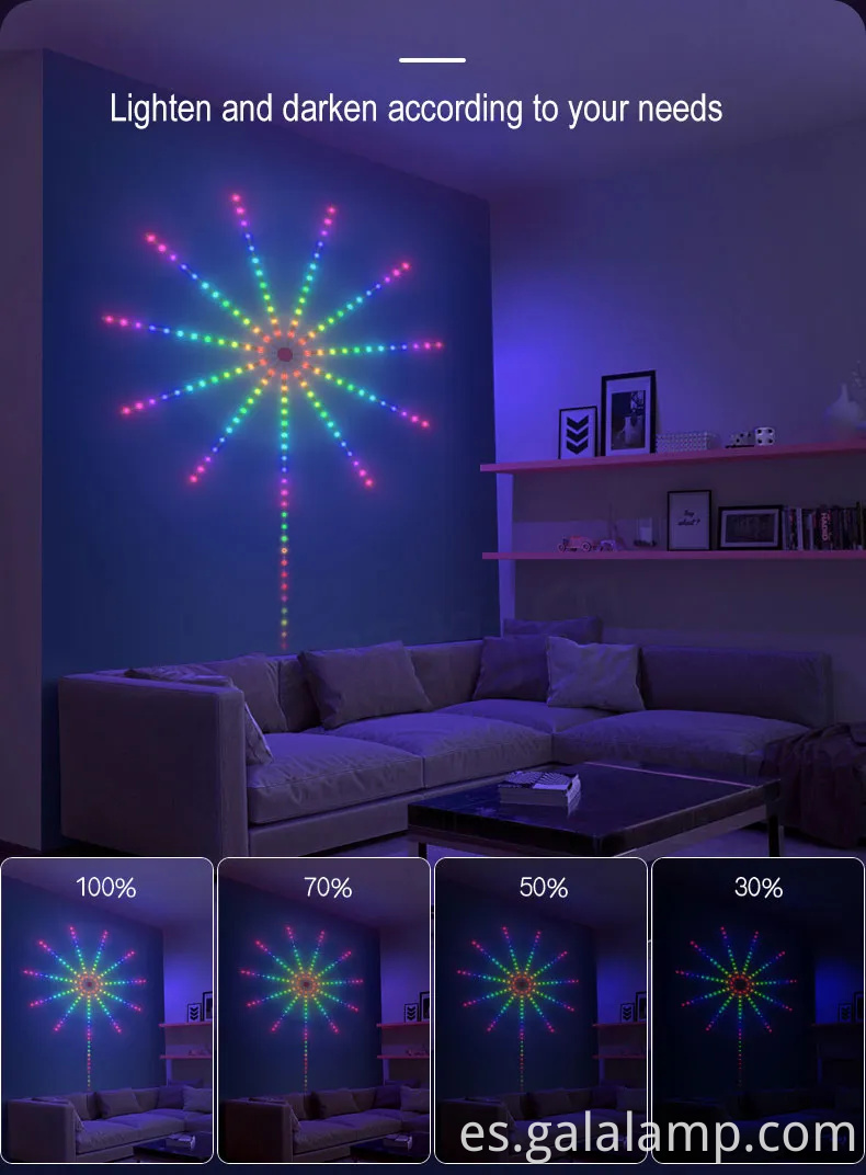 Colorful Symphony LED Fireworks Light para decoración del hogar